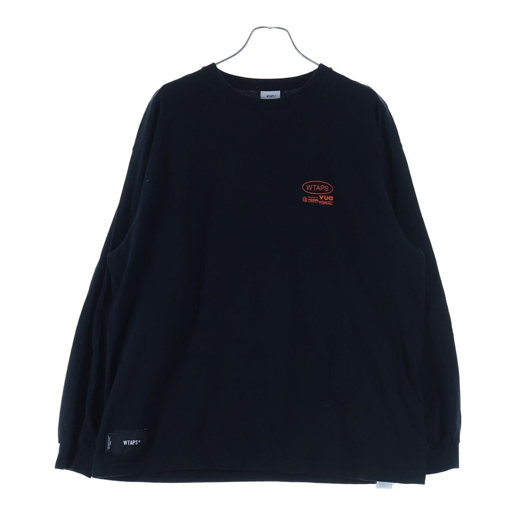 WTAPS(ダブルタップス) 25AW PROTECTED BY LS COTTON プロテクトバイ プリント クルーネック長袖Tシャツカットソー ロングスリーブ ロンT ブラック/オレンジ 252ATDT-LTM02S