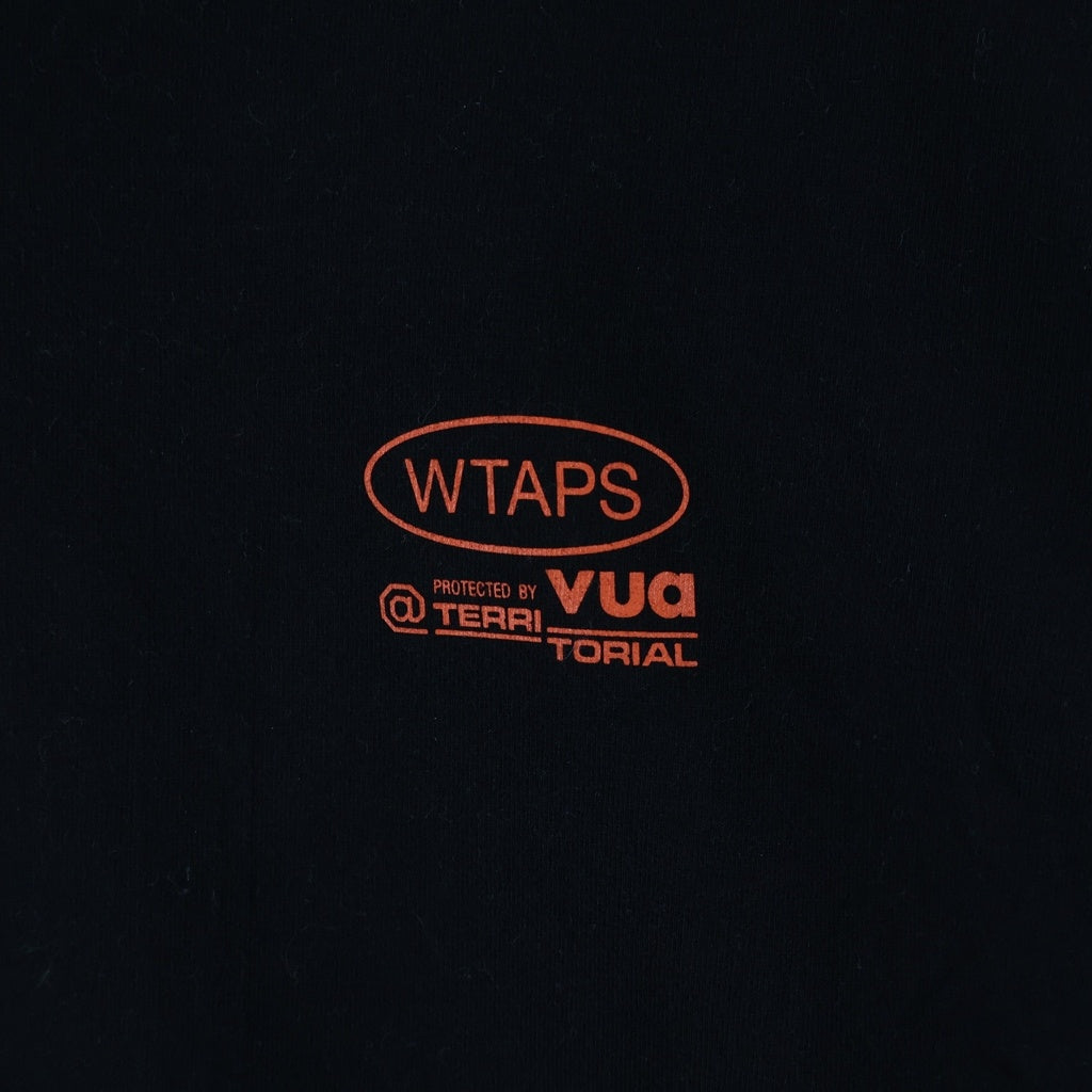 WTAPS(ダブルタップス) 25AW PROTECTED BY LS COTTON プロテクトバイ プリント クルーネック長袖Tシャツカットソー ロングスリーブ ロンT ブラック/オレンジ 252ATDT-LTM02S
