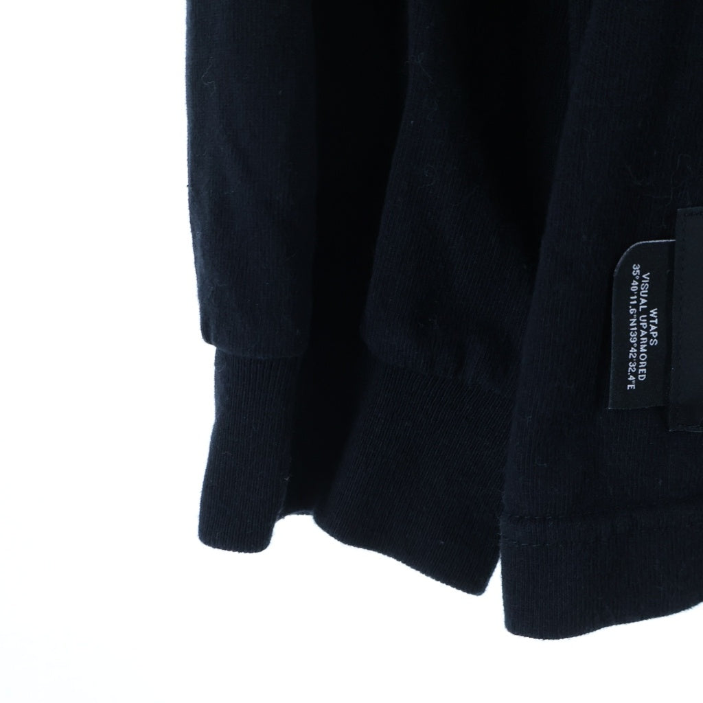WTAPS(ダブルタップス) 25AW PROTECTED BY LS COTTON プロテクトバイ プリント クルーネック長袖Tシャツカットソー ロングスリーブ ロンT ブラック/オレンジ 252ATDT-LTM02S