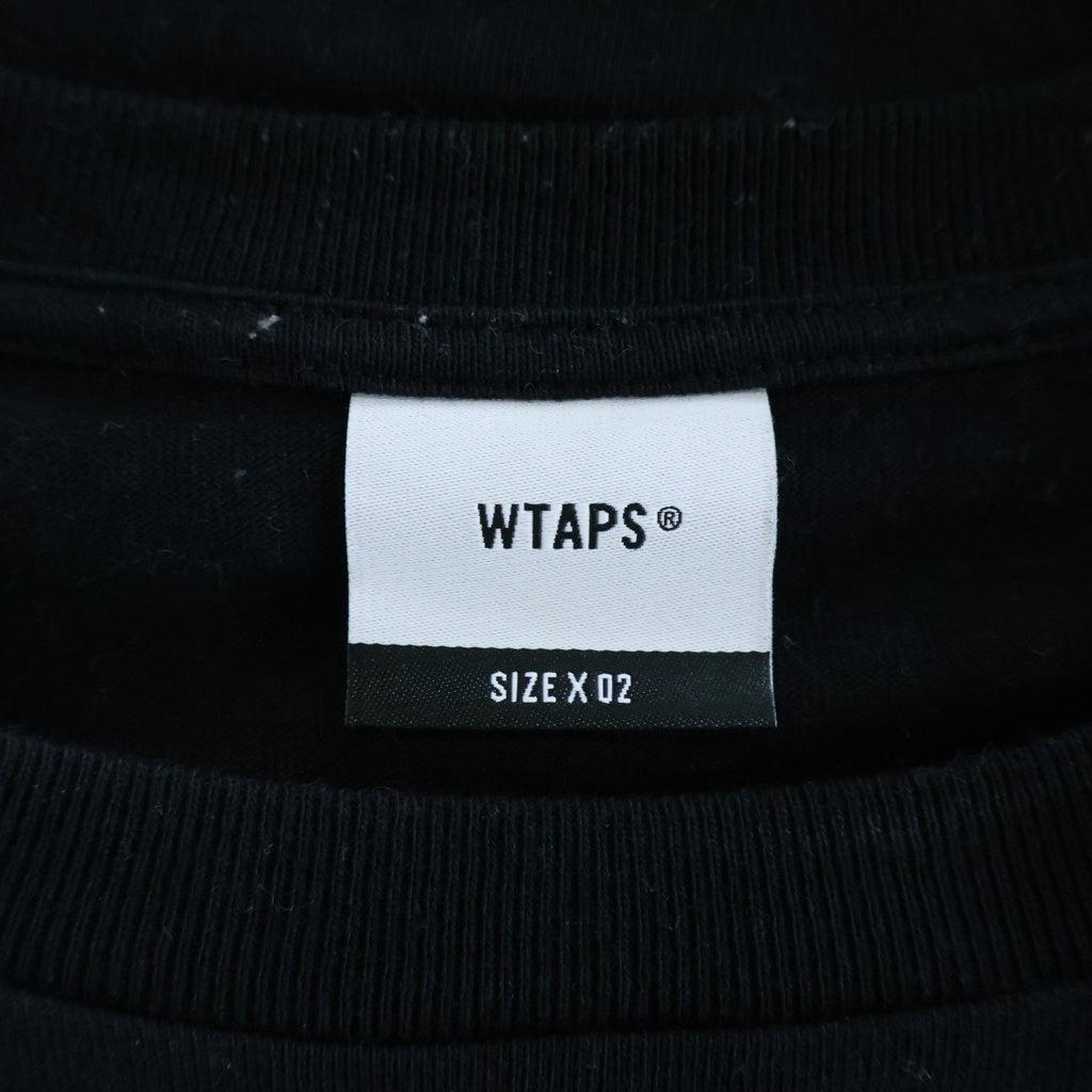 WTAPS(ダブルタップス) 25AW PROTECTED BY LS COTTON プロテクトバイ プリント クルーネック長袖Tシャツカットソー ロングスリーブ ロンT ブラック/オレンジ 252ATDT-LTM02S