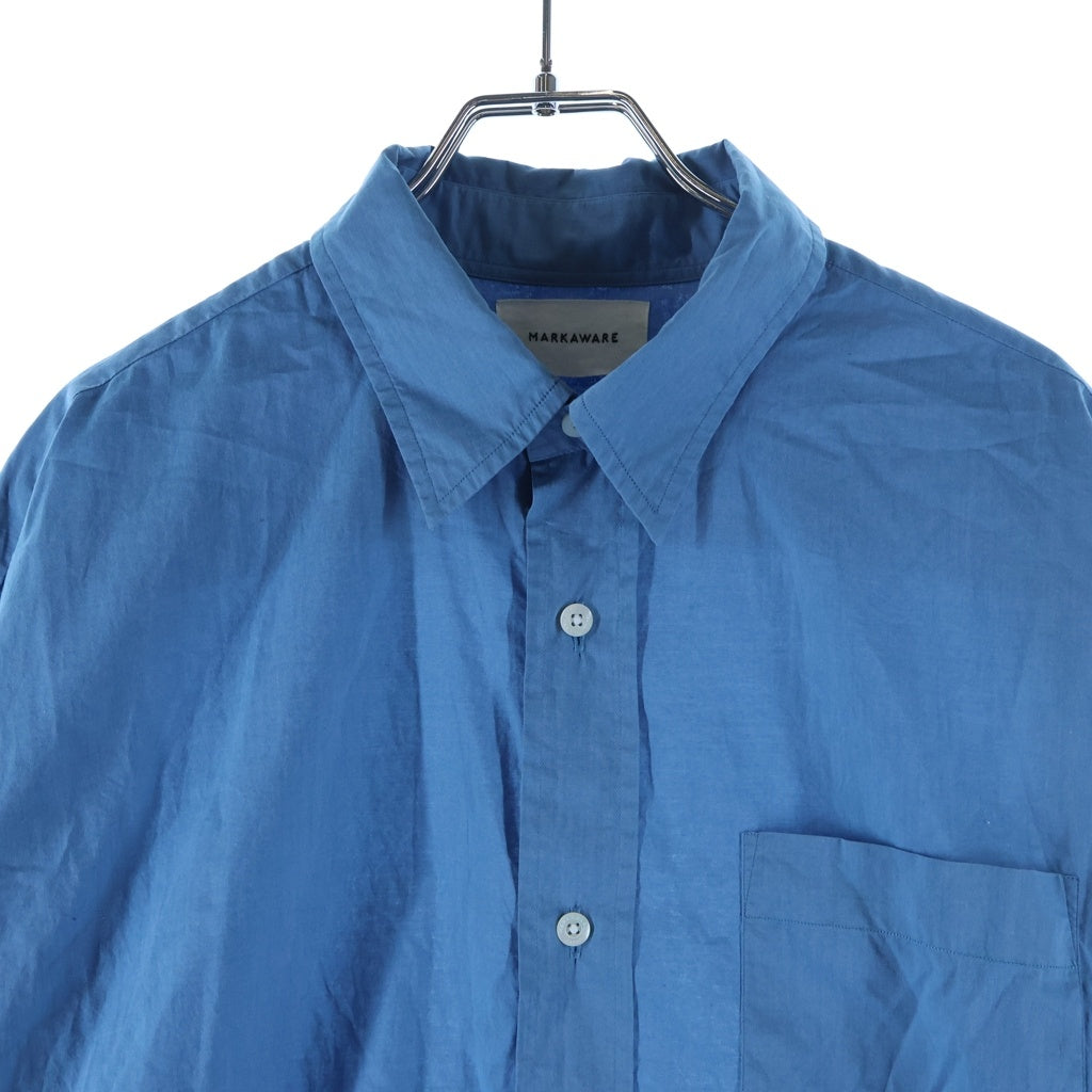 MARKAWARE(マーカウェア) HUGE SHIRT SOKTAS ORGANIC COTTON POPLIN テントシャツ 長袖シャツ ブルー A22C-03SH01C