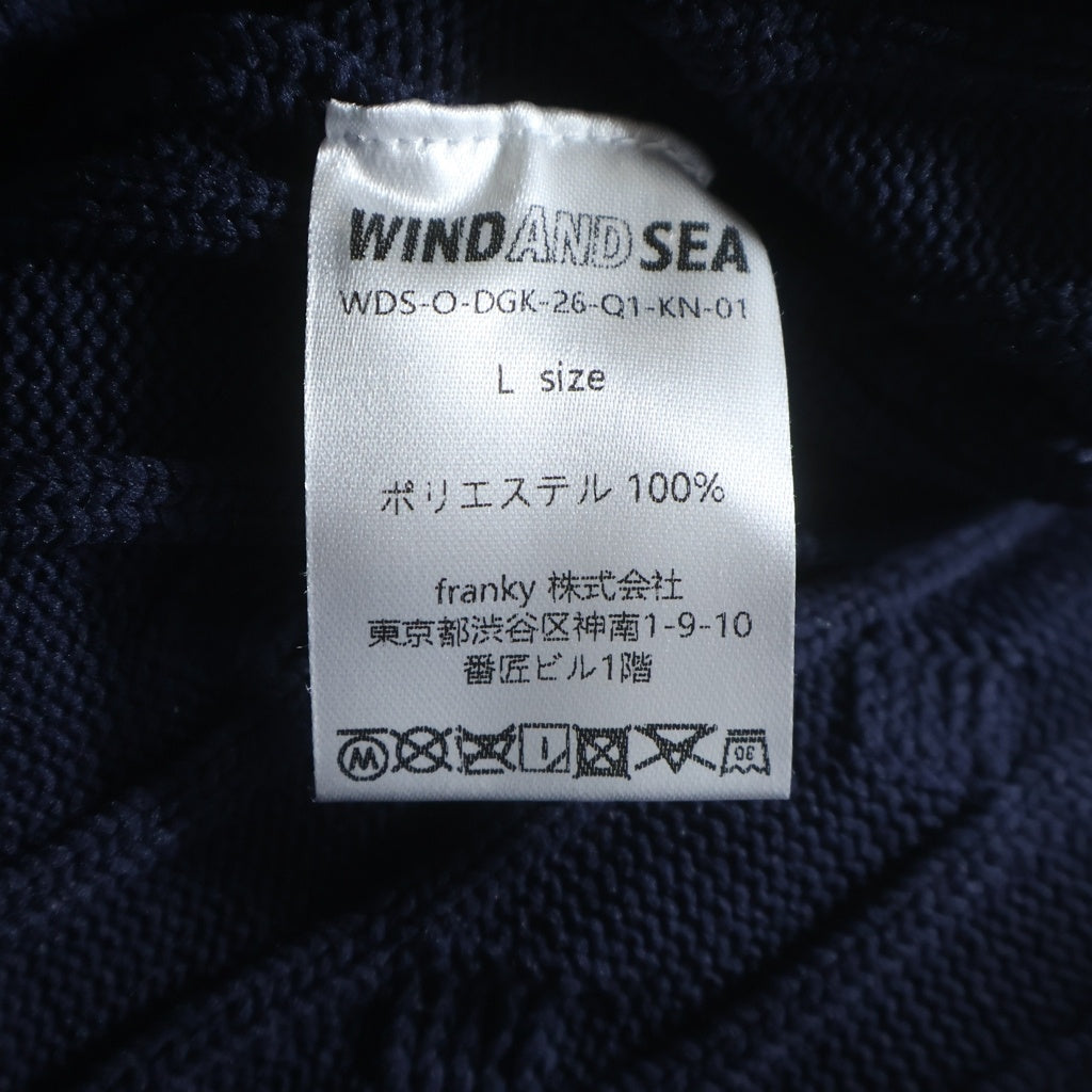 WIND AND SEA(ウィンダンシー) SEA TILDEN SWEATER アクリルケーブルクルーネック長袖ニットセーター ネイビー WDS-O-TRAD-23-Q1-KN-01