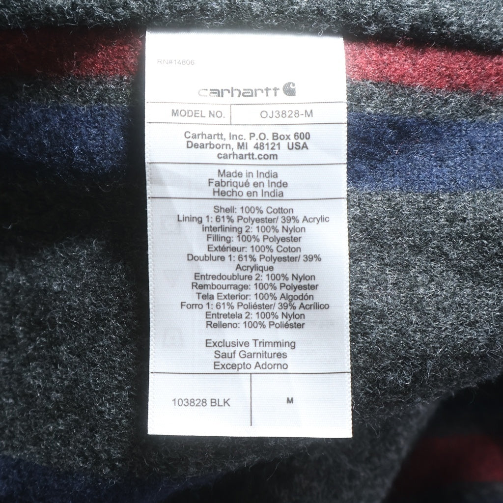 CARHARTT(カーハート) BLANKET-LINED DETROIT JACKET ロゴパッチ ジップアップ ブランケットライニング デトロイトジャケット ブラック 103828 BLK
