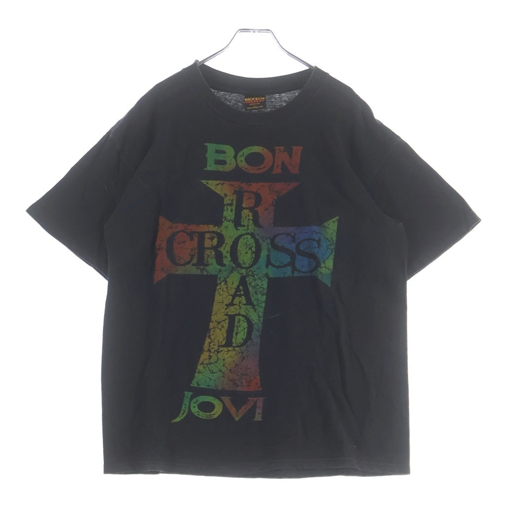 VINTAGE(ヴィンテージ) 90S BON JOVI CROSS ROAD TOUR T-SHIRT ボンジョヴィ クロスロードツアー BROCKUMタグ USA製 袖シングルステッチ 1995コピーライト プリント半袖Tシャツ