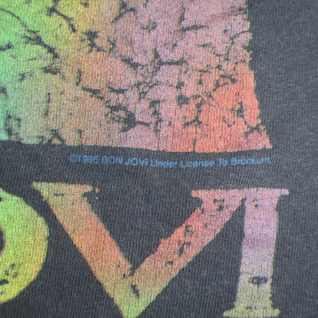 VINTAGE(ヴィンテージ) 90S BON JOVI CROSS ROAD TOUR T-SHIRT ボンジョヴィ クロスロードツアー BROCKUMタグ USA製 袖シングルステッチ 1995コピーライト プリント半袖Tシャツ