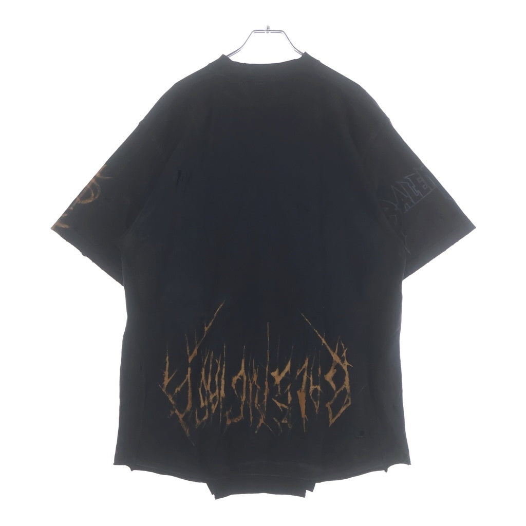 BALENCIAGA(バレンシアガ) 23SS Paris Moon Upside Down パリス ムーン アップサイド ダウン デストロイ加工 オーバーサイズ フロントロゴプリント クルーネック半袖Tシャツ 698811 T0VT3