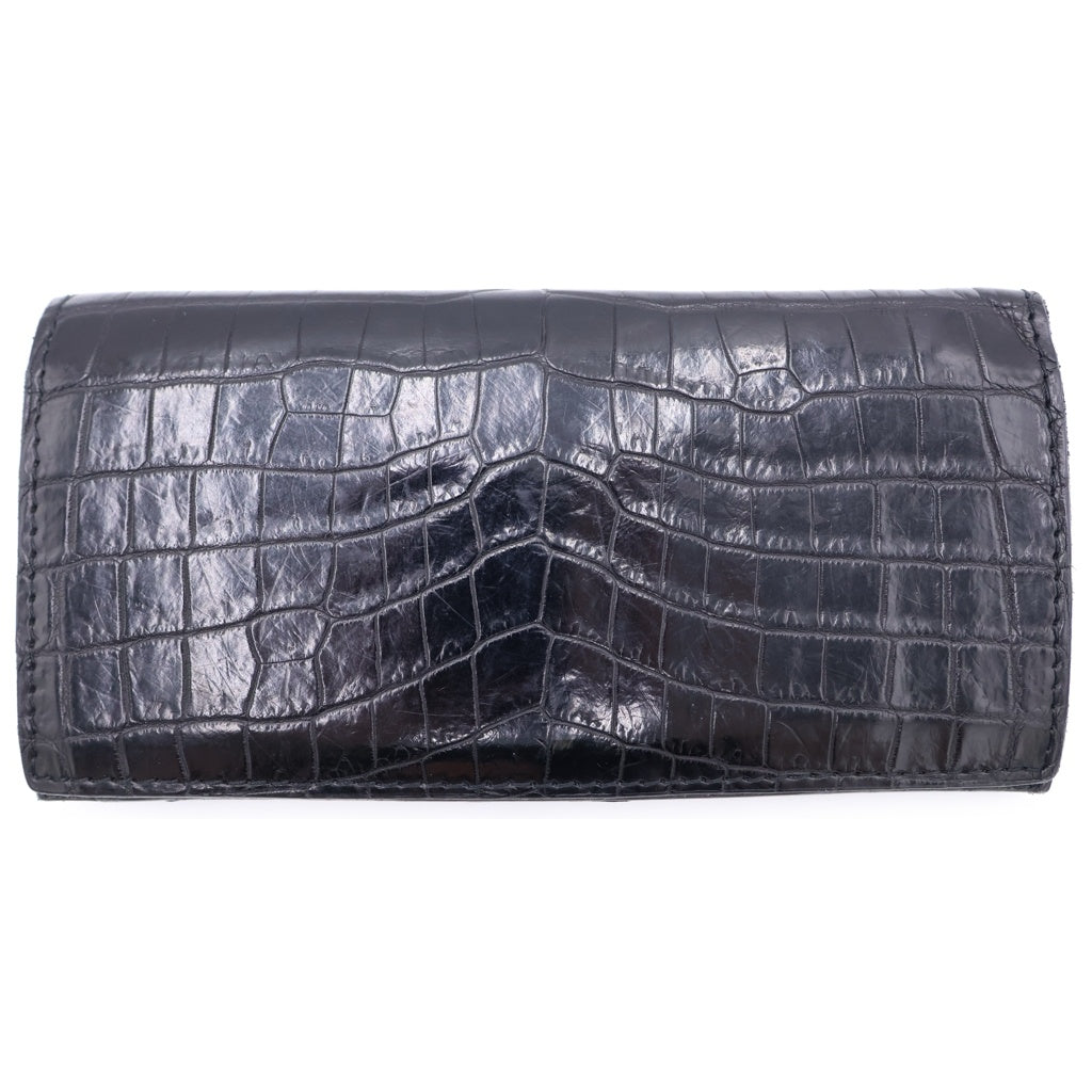 BACK LASH(バックラッシュ) CROCODILE LONG FOLD WALLET クロコダイル ロングフォールドウォレット 長財布 シルバー