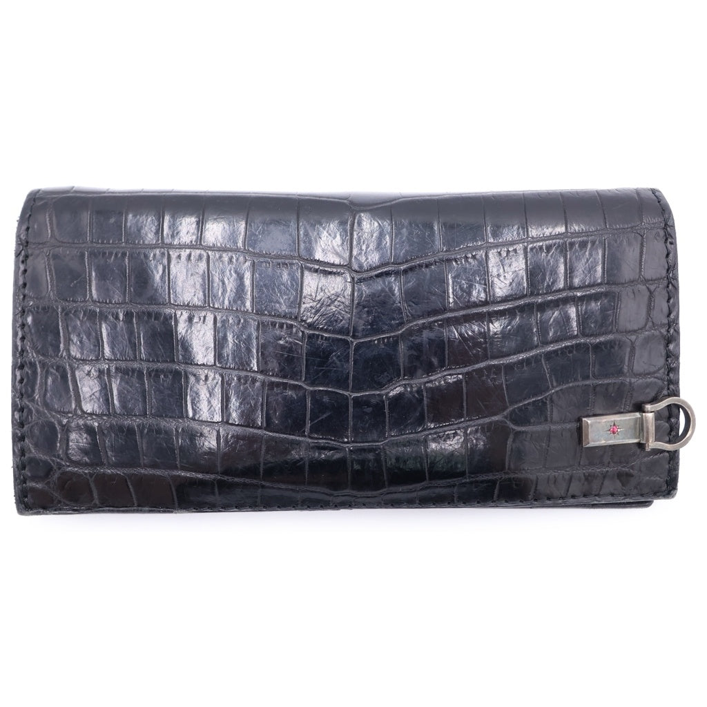 BACK LASH(バックラッシュ) CROCODILE LONG FOLD WALLET クロコダイル ロングフォールドウォレット 長財布 シルバー