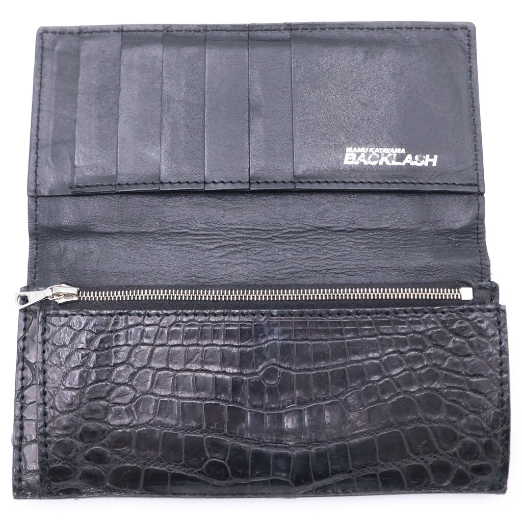 BACK LASH(バックラッシュ) CROCODILE LONG FOLD WALLET クロコダイル ロングフォールドウォレット 長財布 シルバー