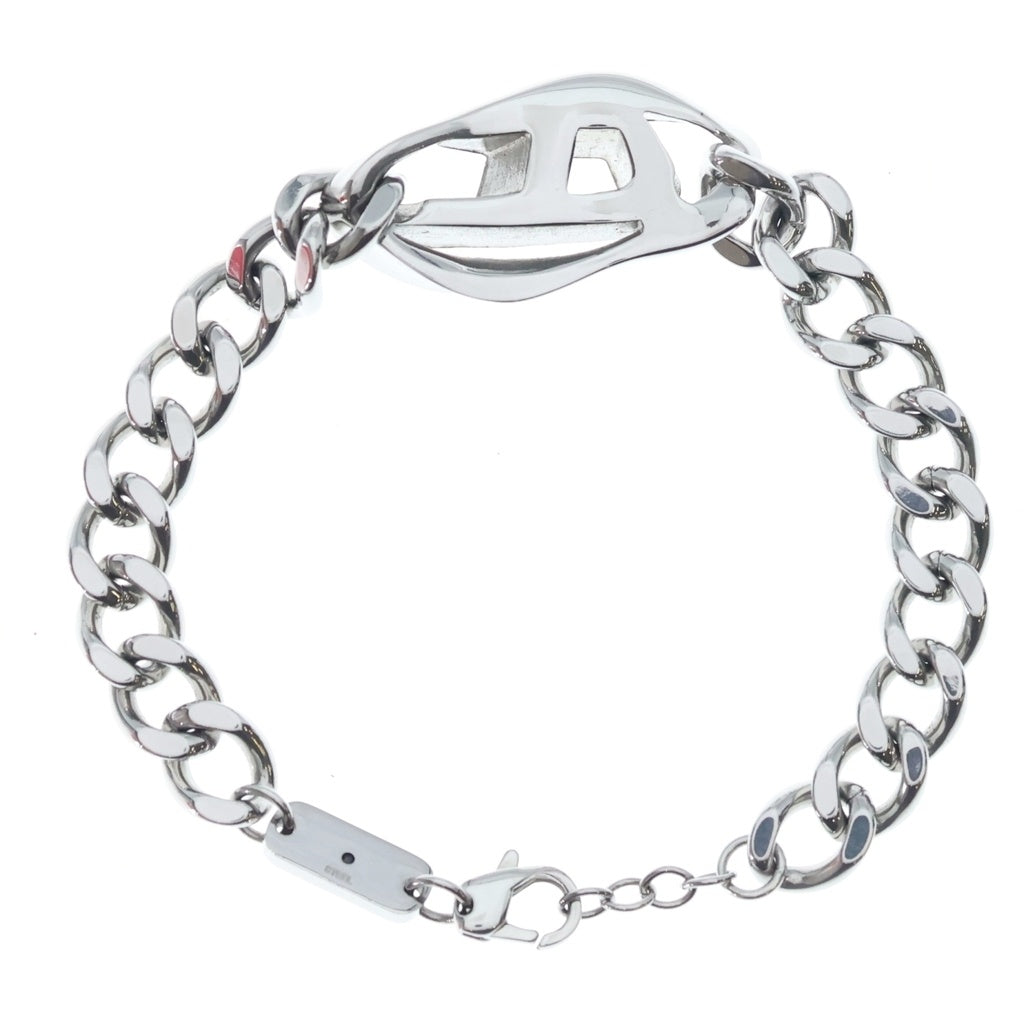 DIESEL(ディーゼル) ロゴブレスレット 喜平チェーン シルバー DX1432