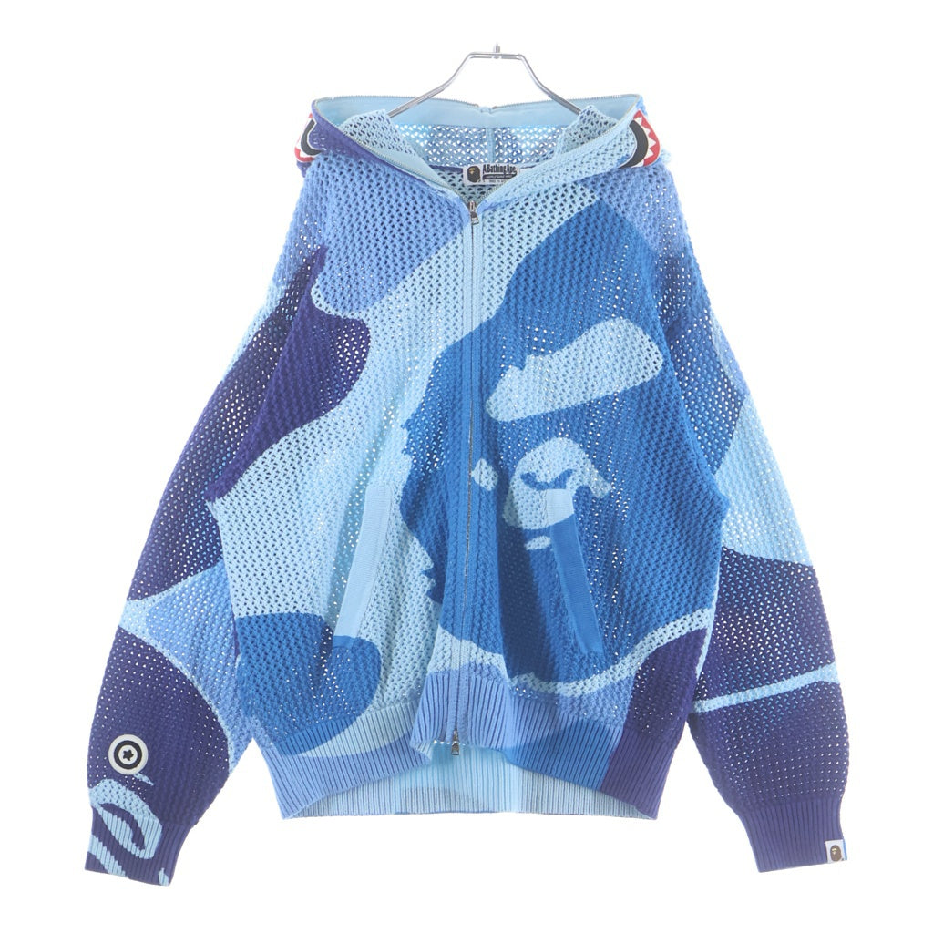 A BATHING APE(アベイシングエイプ) ABC CAMO クロシェ シャーク ワッフル フルジップフーディー ブルー 001ZPM301311M