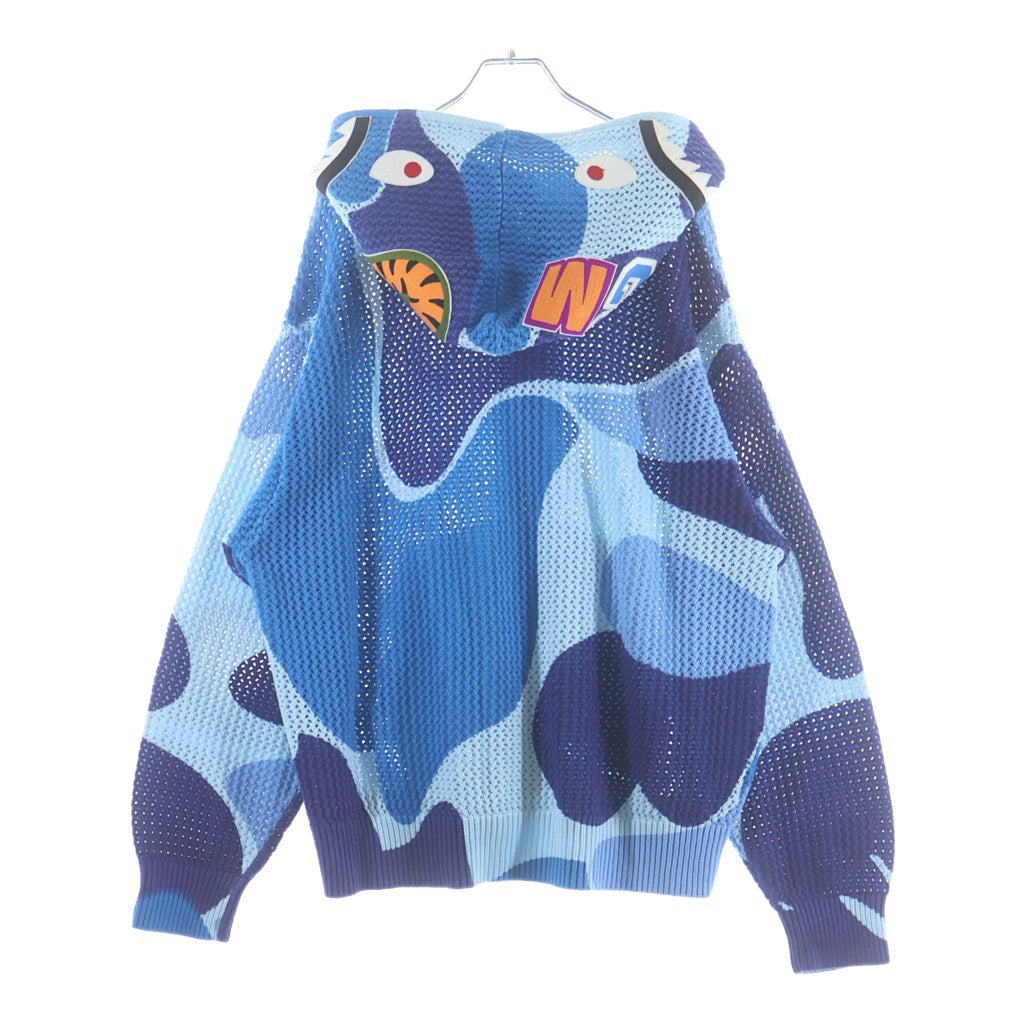 A BATHING APE(アベイシングエイプ) ABC CAMO クロシェ シャーク ワッフル フルジップフーディー ブルー 001ZPM301311M