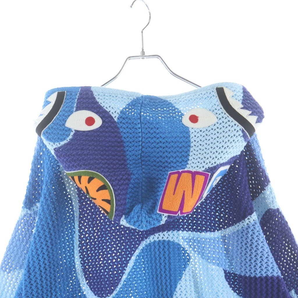 A BATHING APE(アベイシングエイプ) ABC CAMO クロシェ シャーク ワッフル フルジップフーディー ブルー 001ZPM301311M