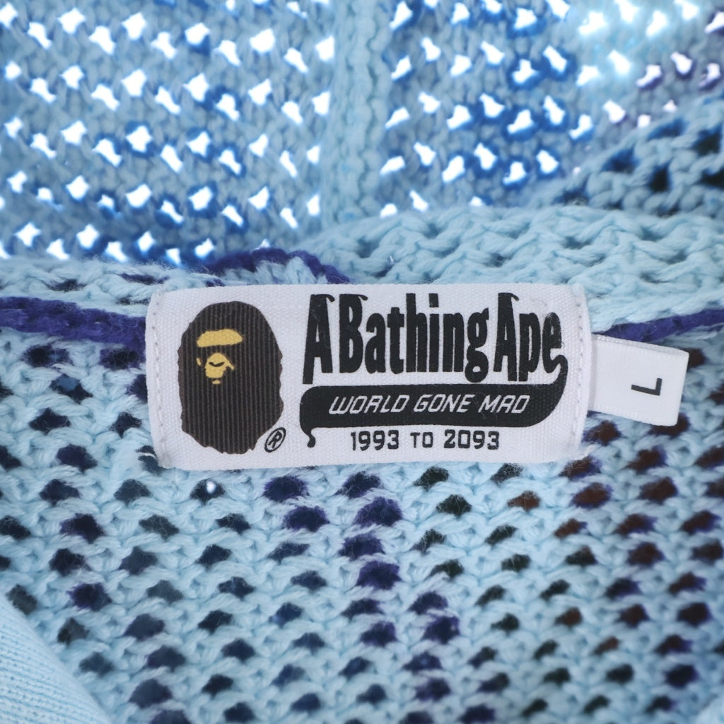 A BATHING APE(アベイシングエイプ) ABC CAMO クロシェ シャーク ワッフル フルジップフーディー ブルー 001ZPM301311M