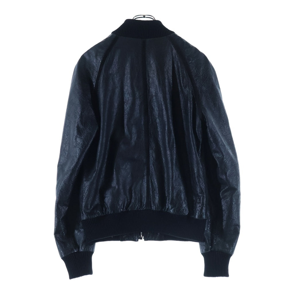DOLCE & GABBANA(ドルチェアンドガッバーナ) レザージップアップブルゾン MA-1ジャケット ブラック