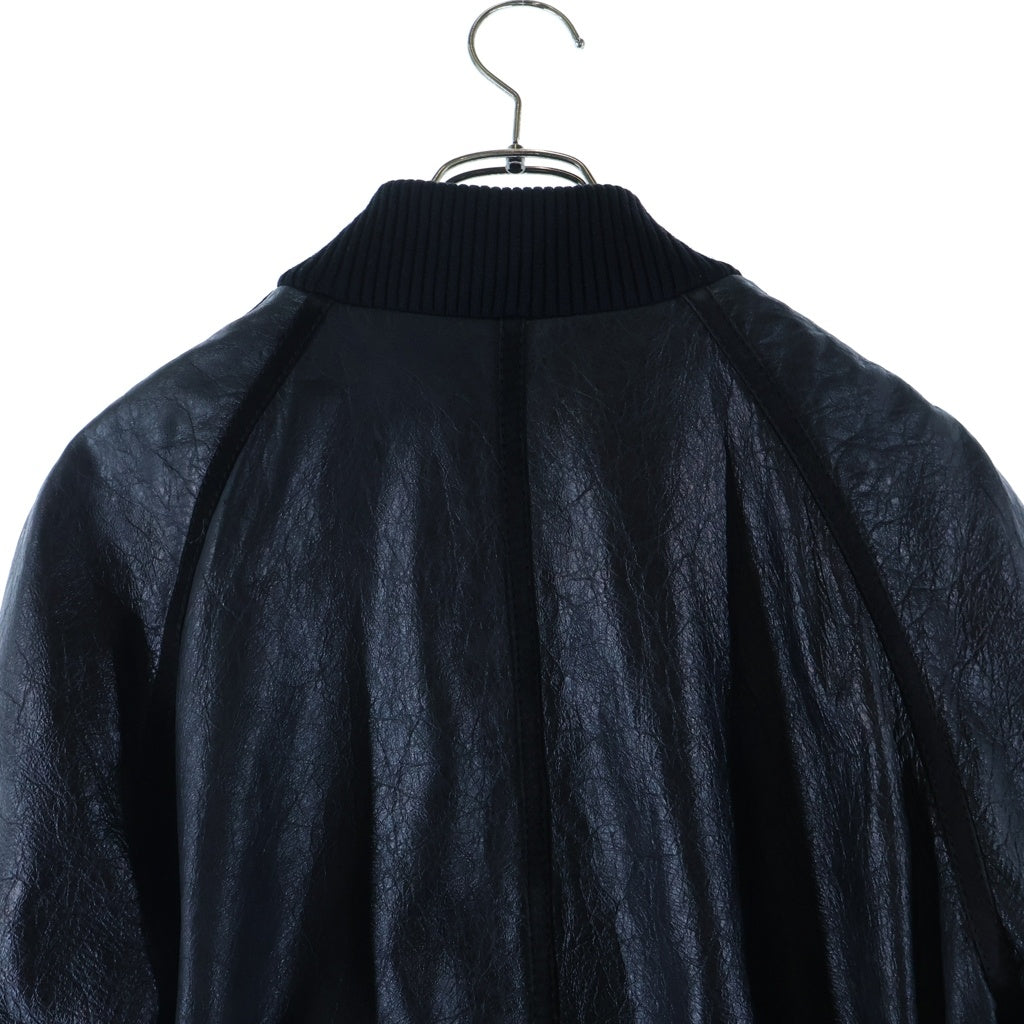 DOLCE & GABBANA(ドルチェアンドガッバーナ) レザージップアップブルゾン MA-1ジャケット ブラック