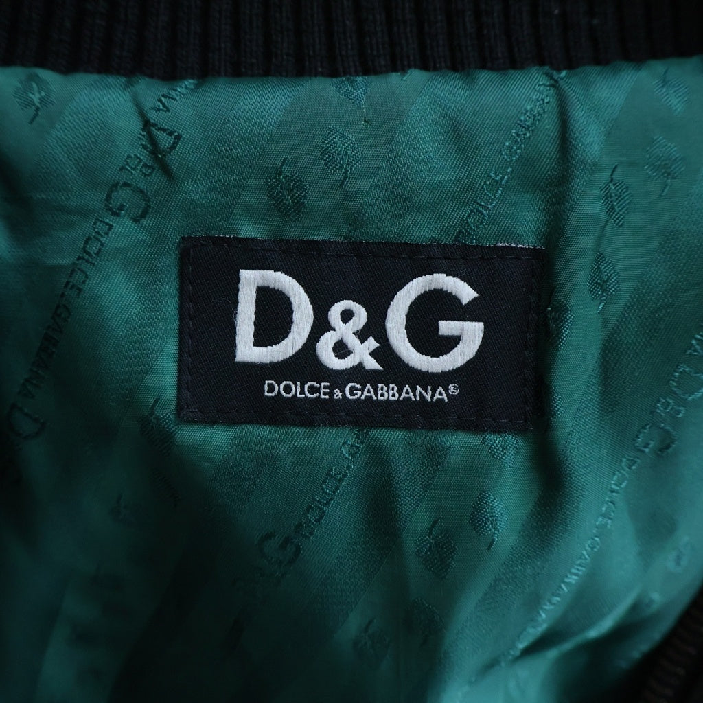 DOLCE & GABBANA(ドルチェアンドガッバーナ) レザージップアップブルゾン MA-1ジャケット ブラック