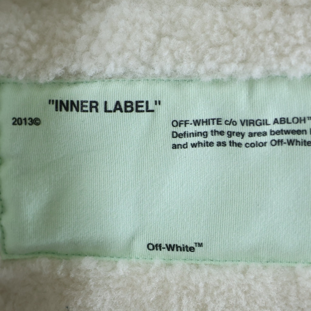 OFF-WHITE(オフホワイト) B-3ジップアップ フロントプリント ムートンジャケット ブラック/ホワイト OMJA011E18A33002