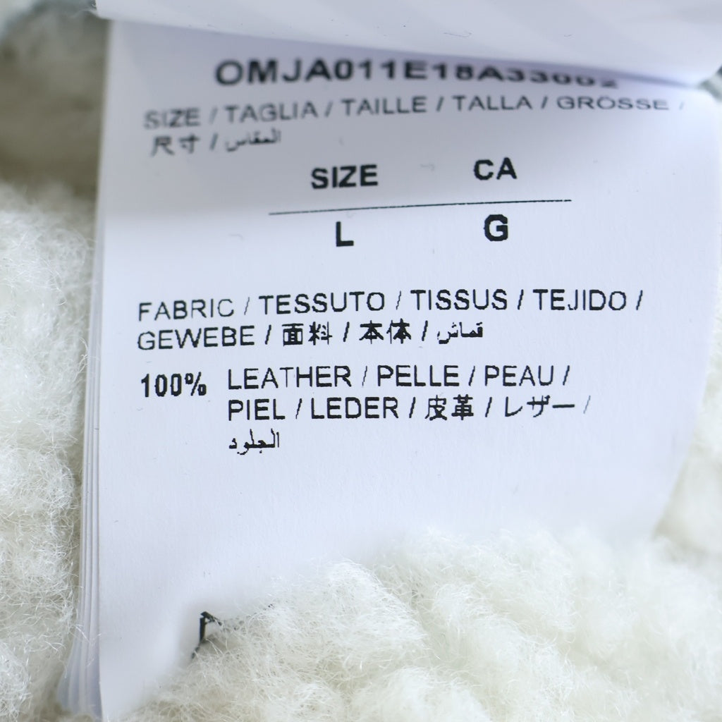 OFF-WHITE(オフホワイト) B-3ジップアップ フロントプリント ムートンジャケット ブラック/ホワイト OMJA011E18A33002