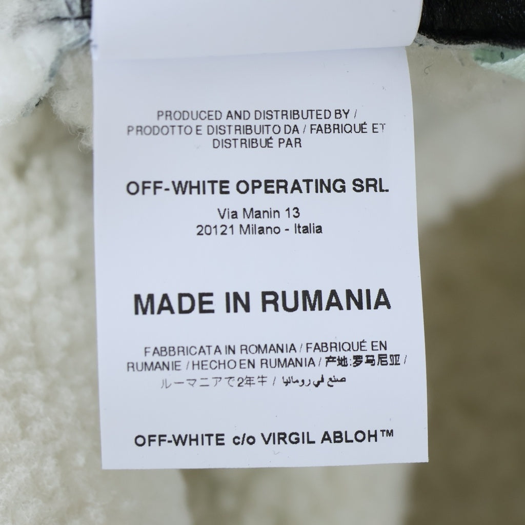 OFF-WHITE(オフホワイト) B-3ジップアップ フロントプリント ムートンジャケット ブラック/ホワイト OMJA011E18A33002