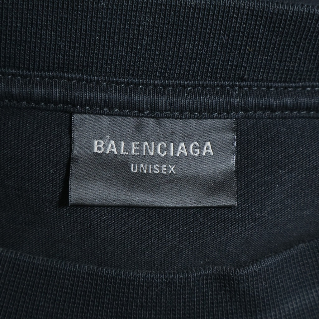 BALENCIAGA(バレンシアガ) 23SS L/S Oversized Tee 681046 TNVL1 ダメージ加工 ロングスリーブオーバーサイズTシャツ 長袖カットソー ブラック