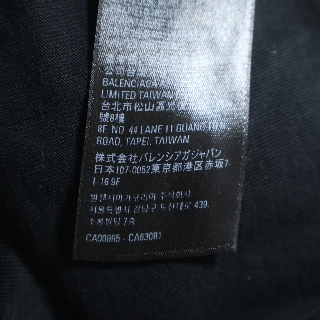 BALENCIAGA(バレンシアガ) 23SS L/S Oversized Tee 681046 TNVL1 ダメージ加工 ロングスリーブオーバーサイズTシャツ 長袖カットソー ブラック