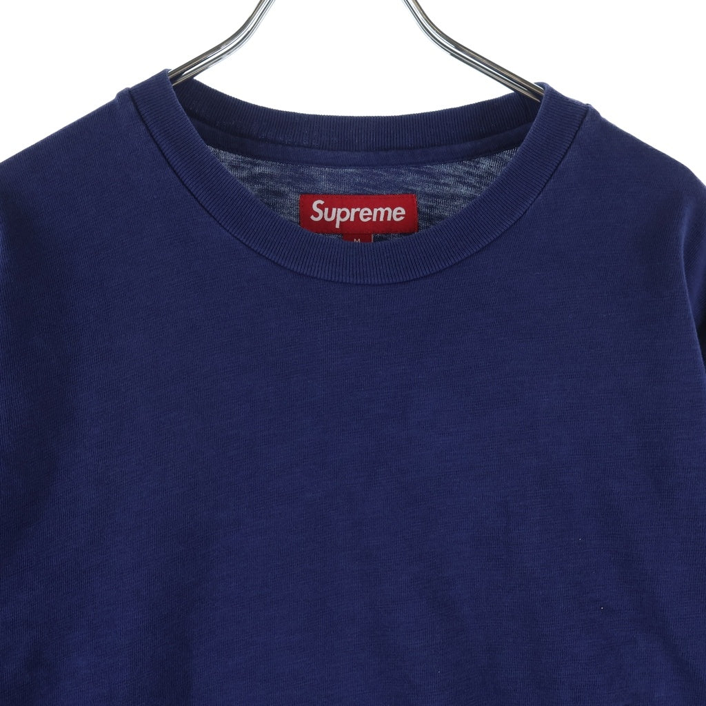 SUPREME(シュプリーム) 24AW Old English L/S Top オールド イングリッシュ ロゴ刺繍 クルーネック長袖Tシャツカットソー ロングスリーブ ロンT ネイビー