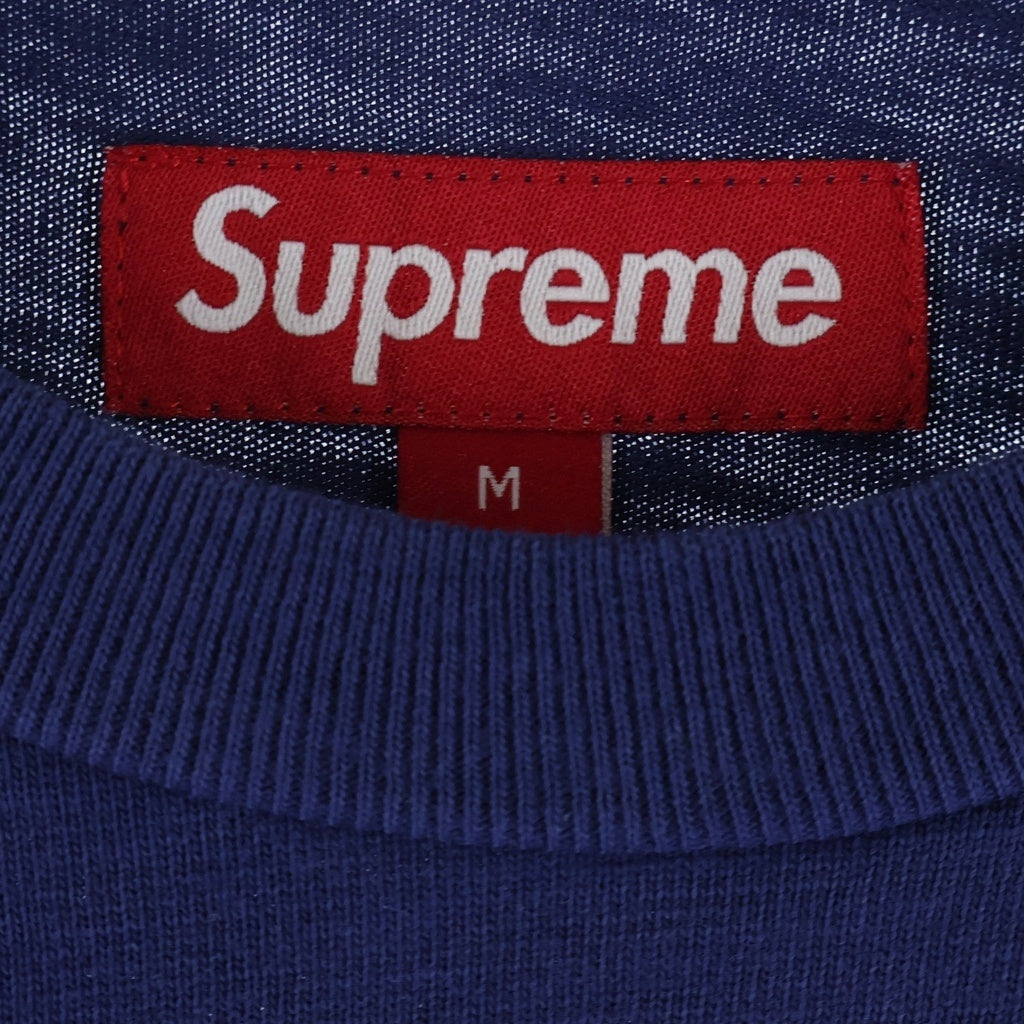 SUPREME(シュプリーム) 24AW Old English L/S Top オールド イングリッシュ ロゴ刺繍 クルーネック長袖Tシャツカットソー ロングスリーブ ロンT ネイビー