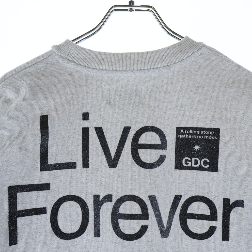 GDC(ジーディーシー) kinski live forever crew sweat ロゴプリント