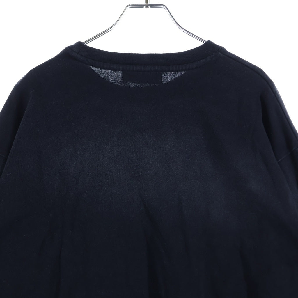 WIND AND SEA(ウィンダンシー) ロゴ刺繍 クルーネック長袖Tシャツカットソー ロングスリーブ ロンT ブラック WDS-O-ESD-27-Q1-CS-01