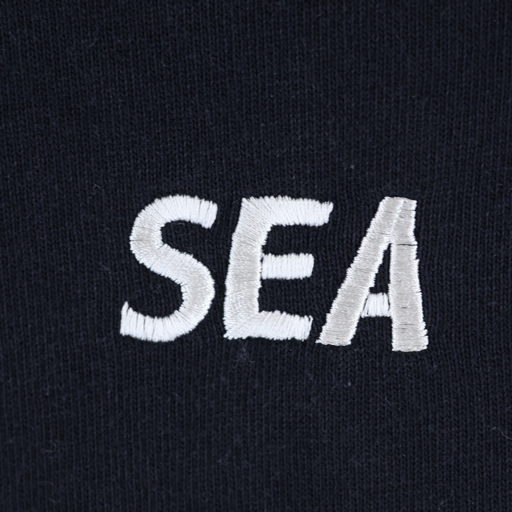 WIND AND SEA(ウィンダンシー) ロゴ刺繍 クルーネック長袖Tシャツカットソー ロングスリーブ ロンT ブラック WDS-O-ESD-27-Q1-CS-01