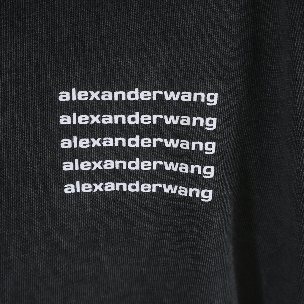 ALEXANDER WANG(アレキサンダーワン) ワンポイントロゴ クルーネック長袖Tシャツカットソー ロングスリーブ ロンT グレー UCC3211013