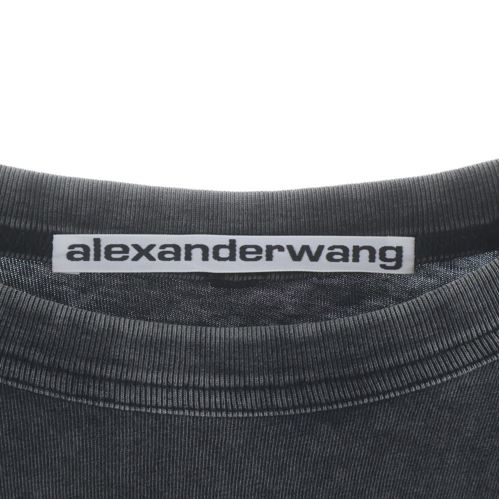 ALEXANDER WANG(アレキサンダーワン) ワンポイントロゴ クルーネック長袖Tシャツカットソー ロングスリーブ ロンT グレー UCC3211013