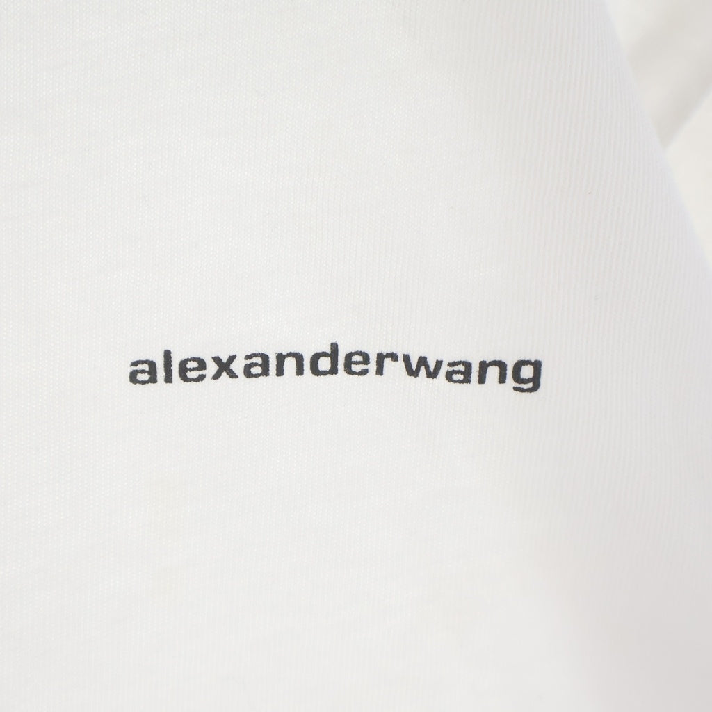 ALEXANDER WANG(アレキサンダーワン) ワンポイントロゴ クルーネック長袖Tシャツカットソー ロングスリーブ ロンT ホワイト UCC3211013
