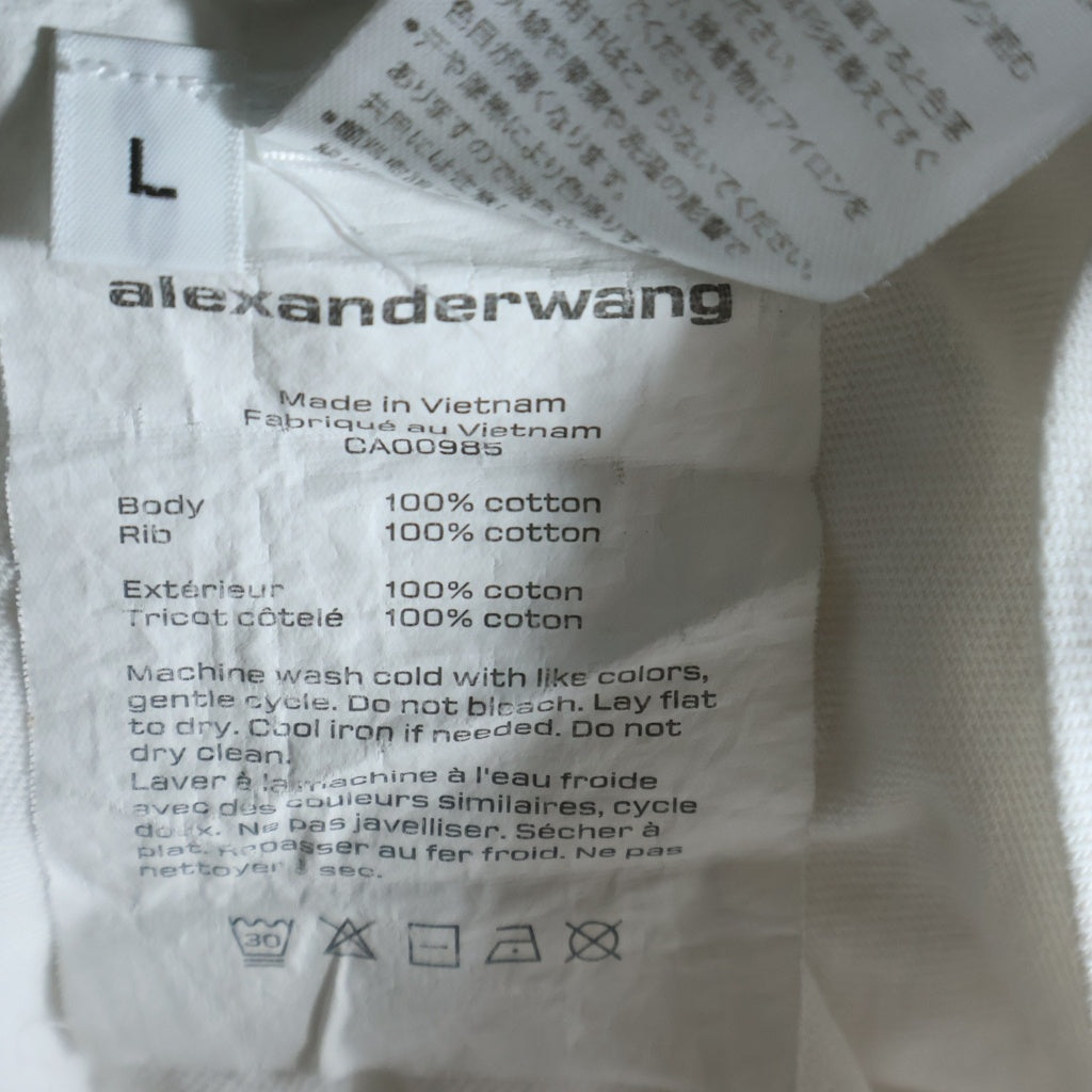 ALEXANDER WANG(アレキサンダーワン) ワンポイントロゴ クルーネック長袖Tシャツカットソー ロングスリーブ ロンT ホワイト UCC3211013