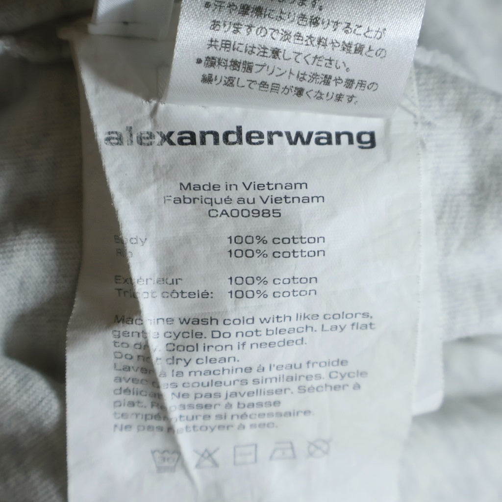 ALEXANDER WANG(アレキサンダーワン) ウォッシュ加工 ワンポイントロゴ クルーネック長袖Tシャツカットソー ロングスリーブ ロンT グレー UCC3221537