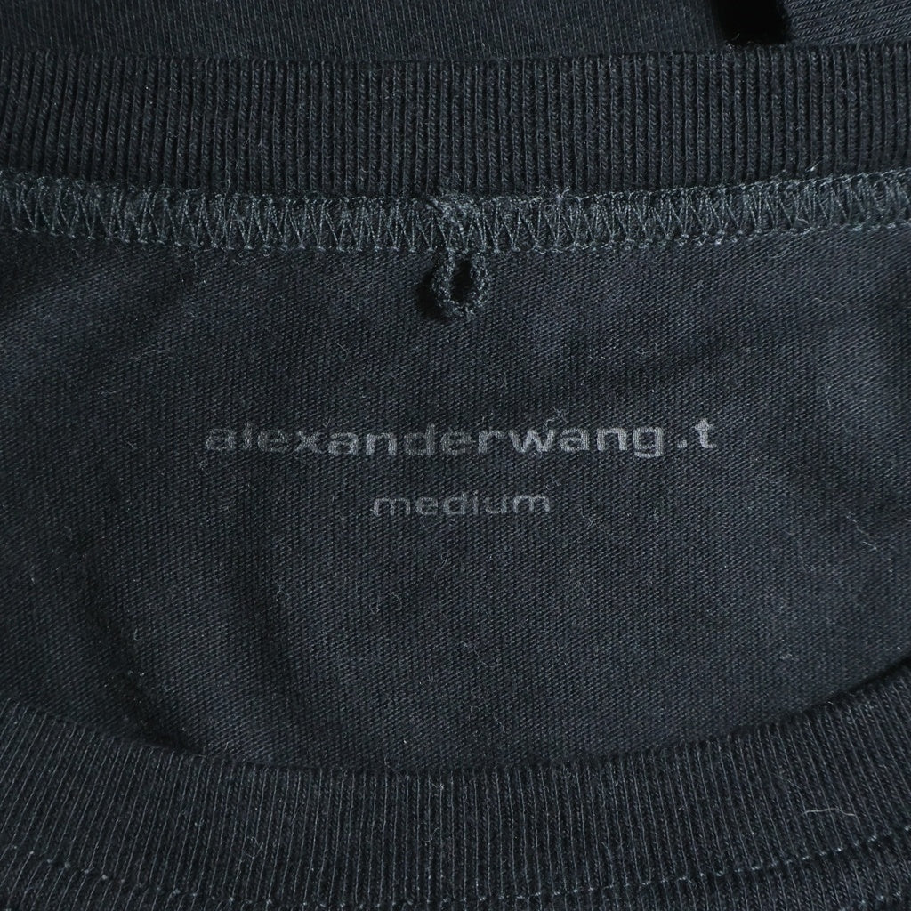 ALEXANDER WANG(アレキサンダーワン) 25AW ロゴ パフプリント クルーネック長袖Tシャツカットソー ロングスリーブ ロンT ブラック 4CC3241519