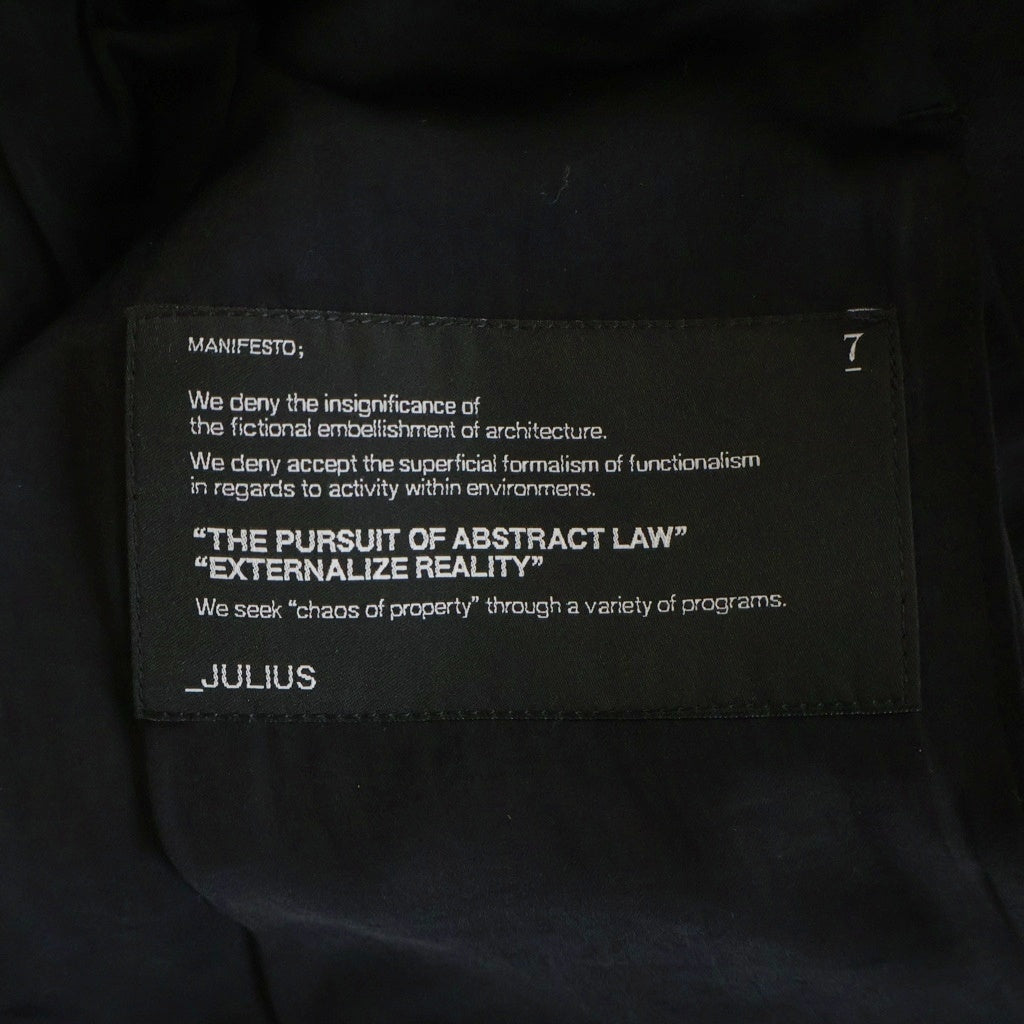 JULIUS(ユリウス) 14SS HIGH NECK JACKET コットン×シルク ハイネックテーラードジャケット ブラック 457JAM4