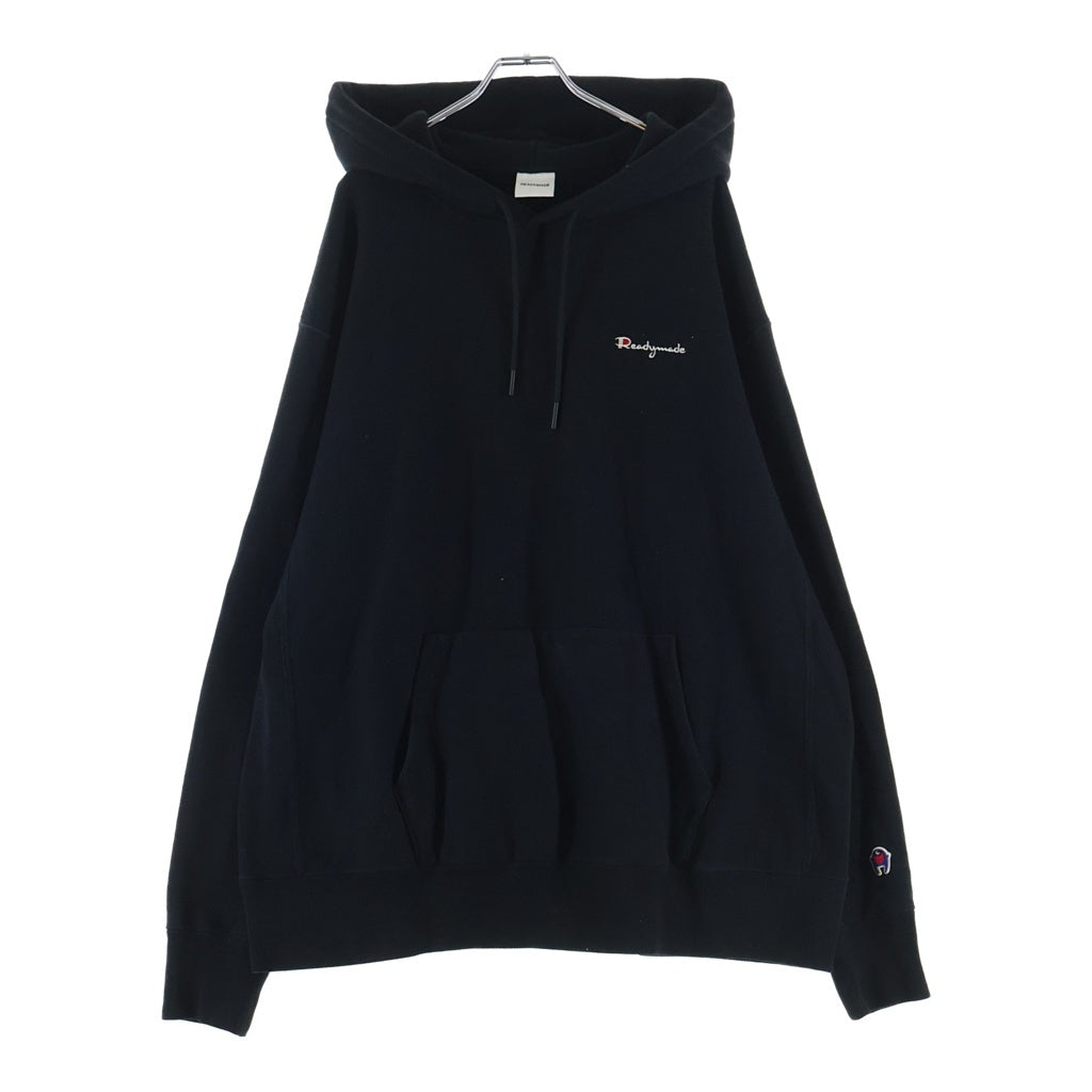 READY MADE(レディメイド) PIONCHAM SWEAT HOODIE ピオンチャム スウェットフーディー ロゴ刺繍 プルオーバーパーカー ブラック RE-CO-00-00-196