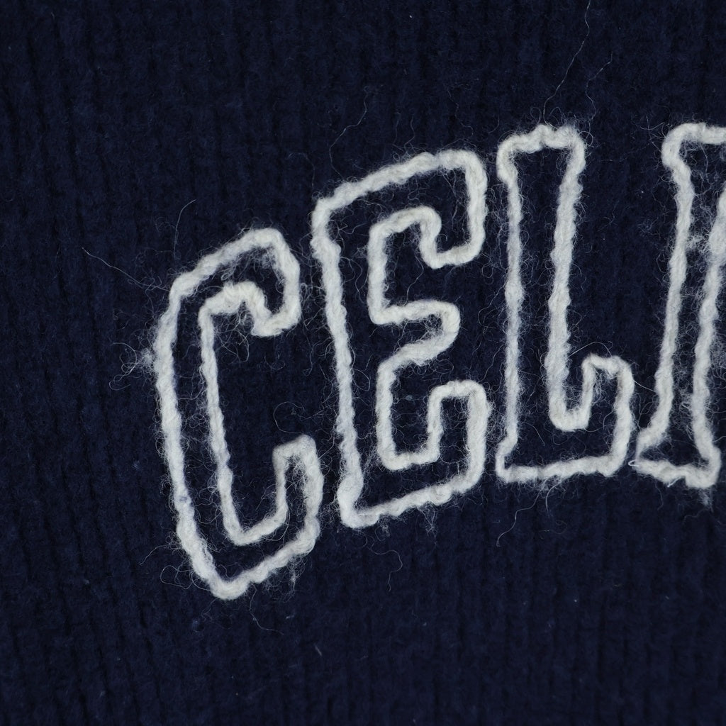 CELINE(セリーヌ) Oversized Sweater 2AW9A311Y フロントロゴ刺繍 クルーネック長袖ニットセーター ネイビー
