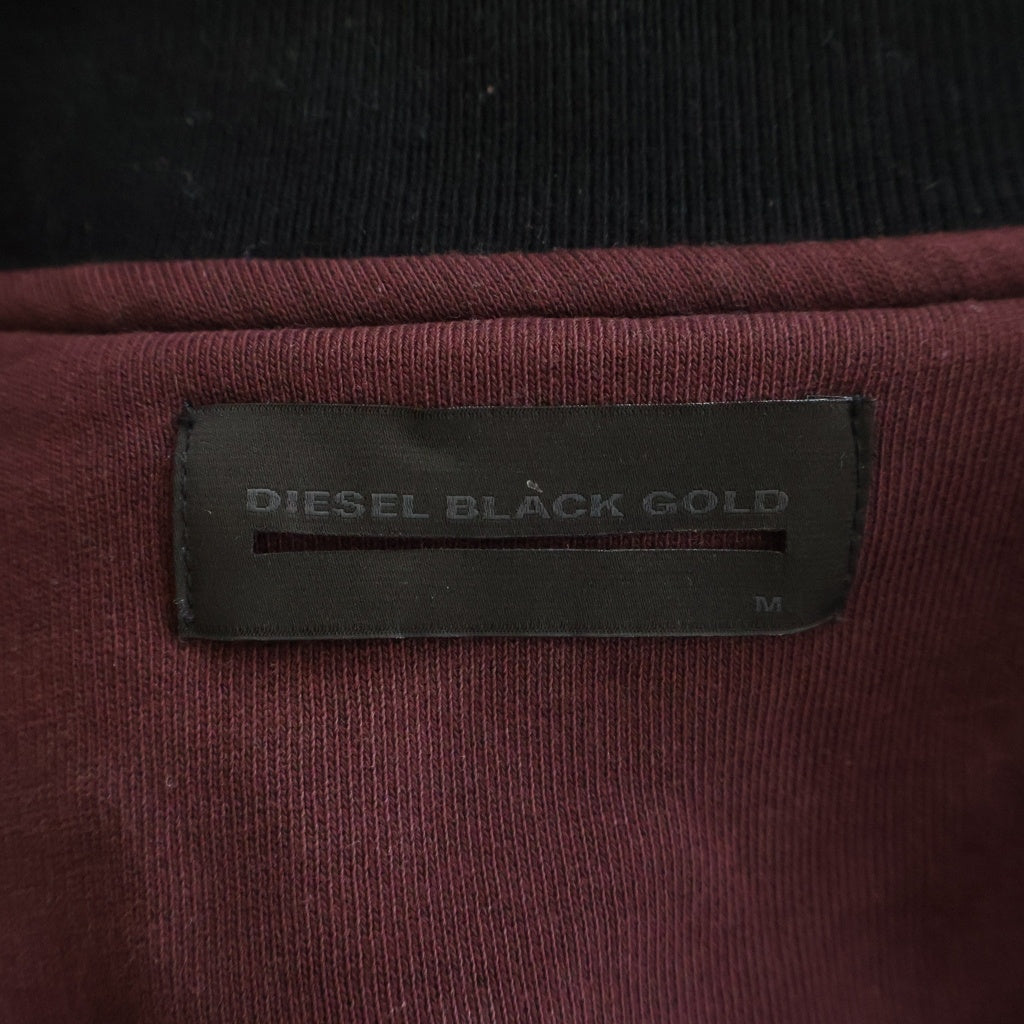 DIESEL BLACK GOLD(ディーゼルブラックゴールド) フロントロゴワッペン刺繍 コットンスタジアムジャケット スタジャン ボルドー A62226170