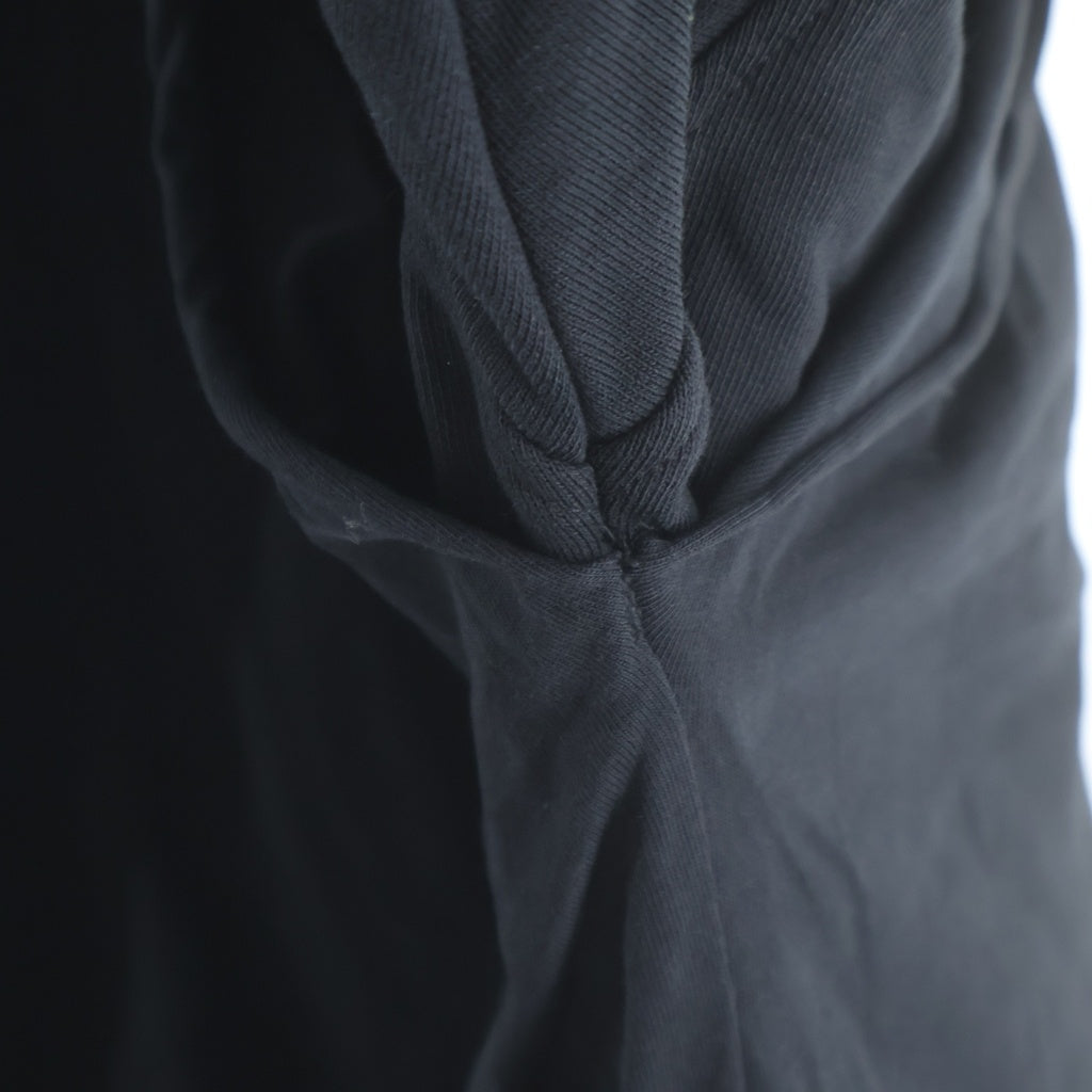 RAF SIMONS(ラフシモンズ) 22SS HOODIE DOUBLED WITH PRINTED T-SHIRT レイヤードデザイン オーバーサイズドッキング プルオーバーパーカー ブラック 221-175B