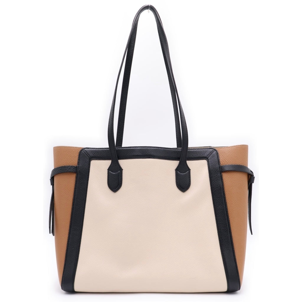Kate Spade(ケイトスペード) ノット カラーブロック ぺブル レザー ラージ トートバッグ アイボリー/ブラック レディース
