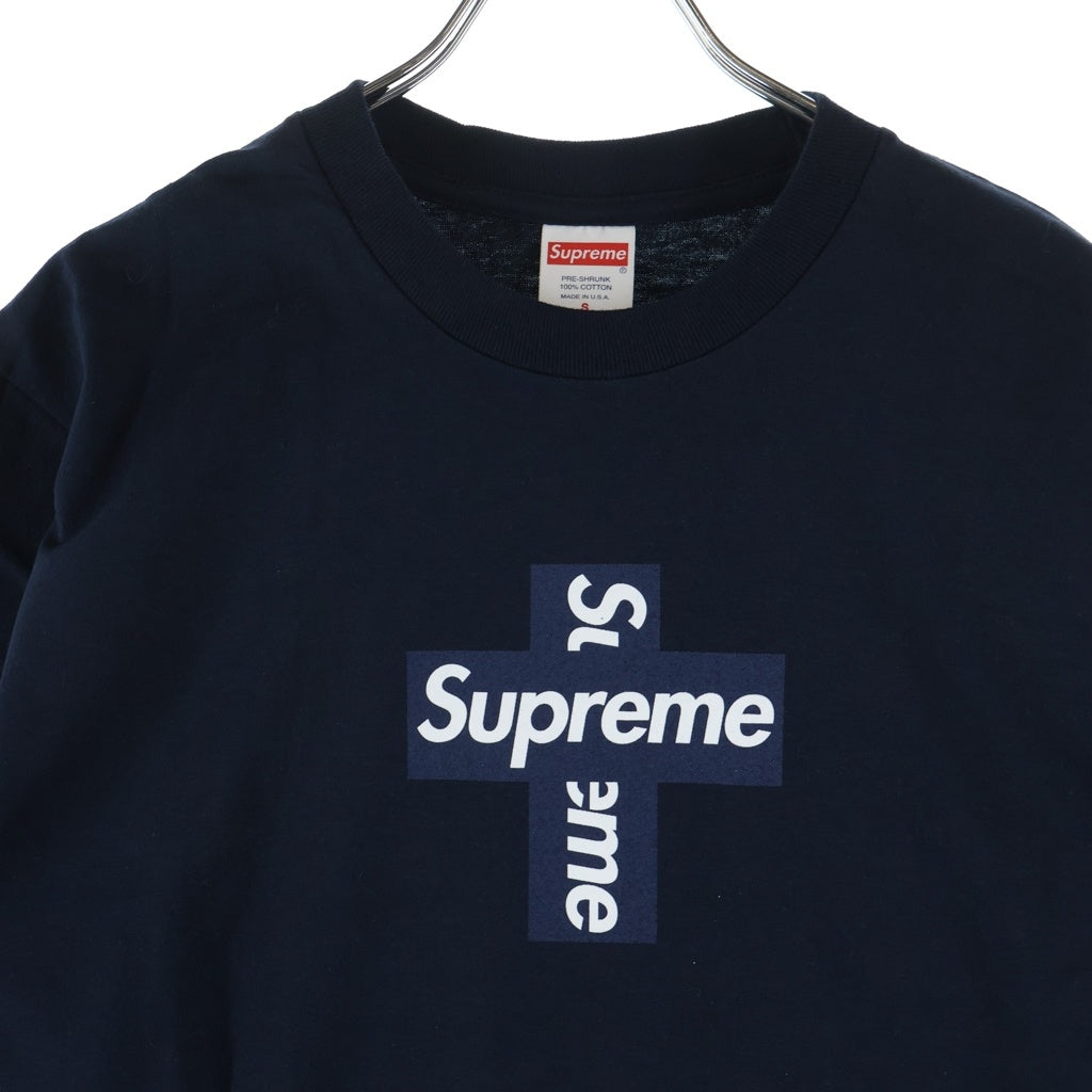 SUPREME(シュプリーム) 20AW Cross Box Logo Tee クロスボックスロゴ プリント クルーネック半袖Tシャツ カットソー ネイビー