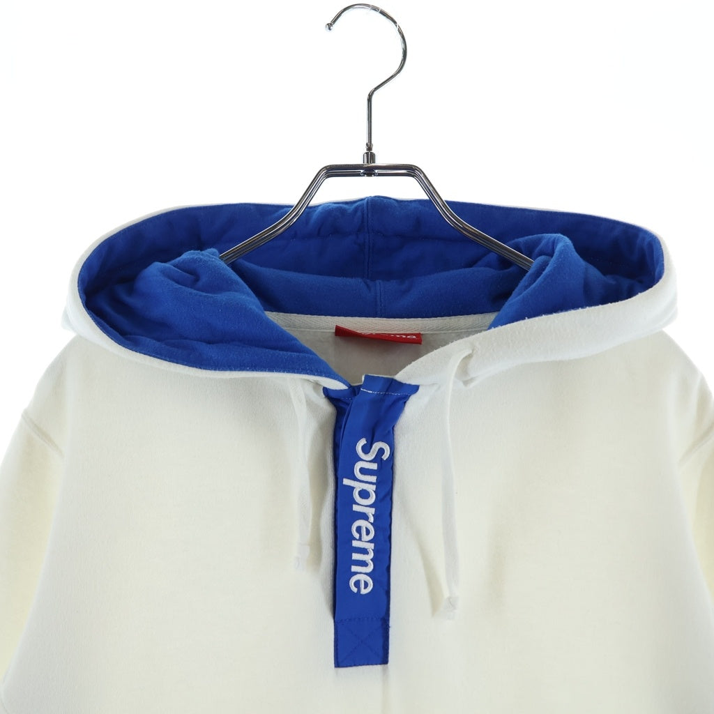 SUPREME(シュプリーム) 16SS Contrast Placket Hooded コントラスト プラケット プルオーバーパーカー フーディー ホワイト/ブルー