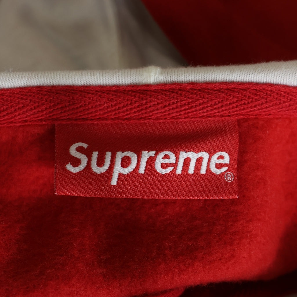 SUPREME(シュプリーム) 16SS Contrast Placket Hooded コントラスト プラケット プルオーバーパーカー フーディー レッド/ホワイト