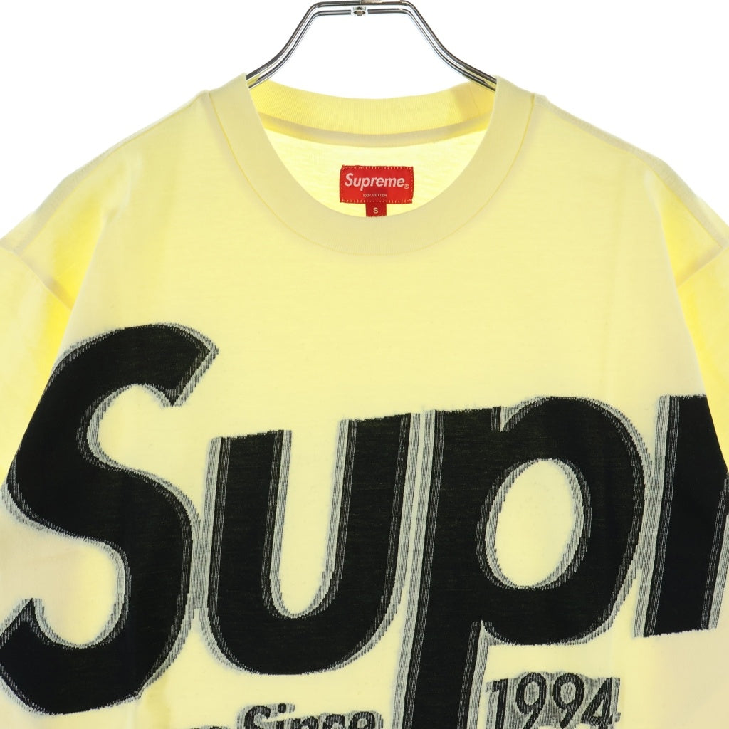SUPREME(シュプリーム) 21SS Intarsia Spellout S/S Top インターシャ スペルアウト エスエス トップ フロントロゴプリント クルーネック半袖Tシャツカットソー イエロー