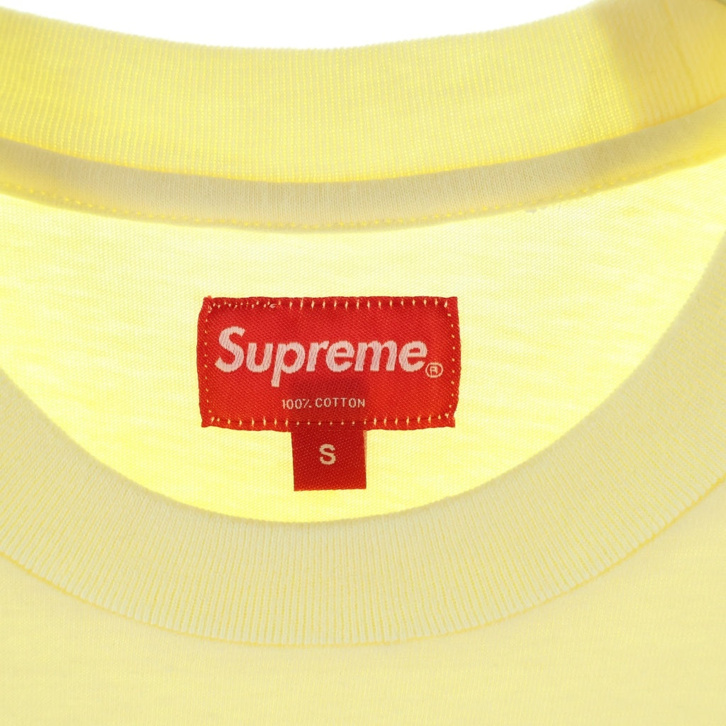 SUPREME(シュプリーム) 21SS Intarsia Spellout S/S Top インターシャ スペルアウト エスエス トップ フロントロゴプリント クルーネック半袖Tシャツカットソー イエロー