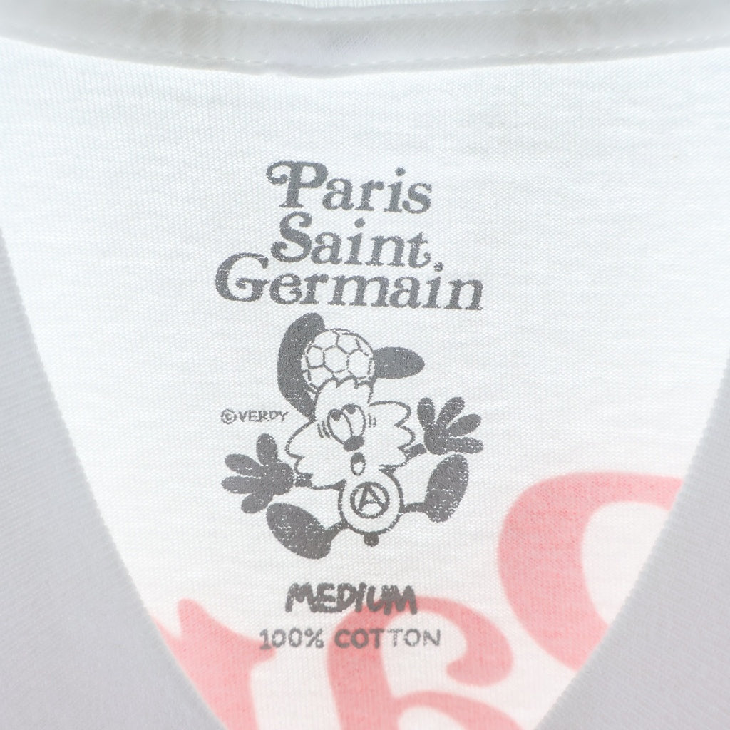 VERDY(ベルディ) ×Paris Saint-Germain/PSG 22-071-350-0029-1-0 プリント クルーネック半袖Tシャツカットソー ホワイト
