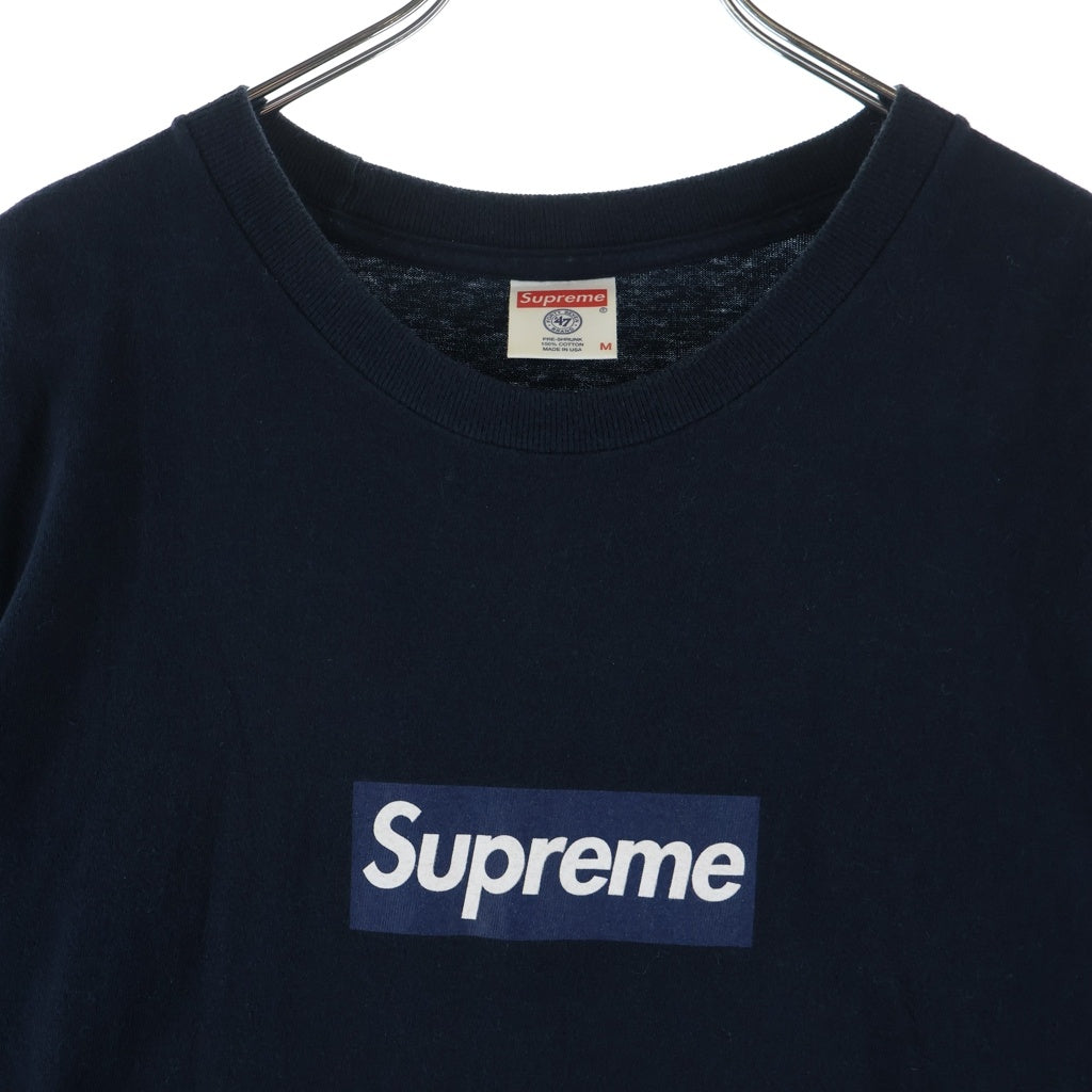 SUPREME(シュプリーム) 15SS ×47Brand New York Yankees Box Logo Tee 47ブランド ニューヨーク ヤンキース ボックスロゴ クルーネック半袖Tシャツカットソー ネイビー